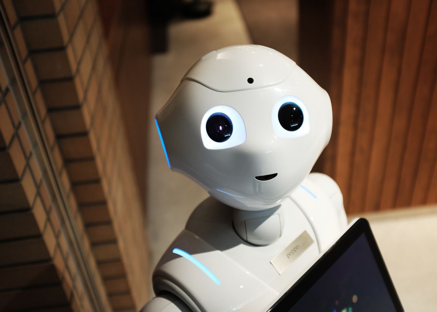 A friendly AI robot in an office