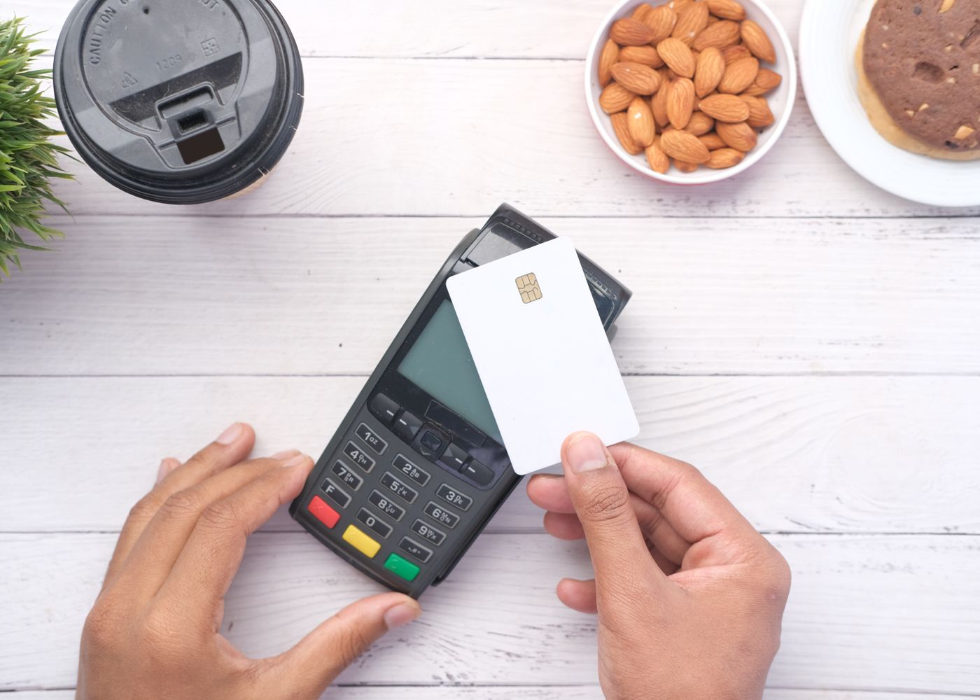 A contactless card payment being taken on a terminal