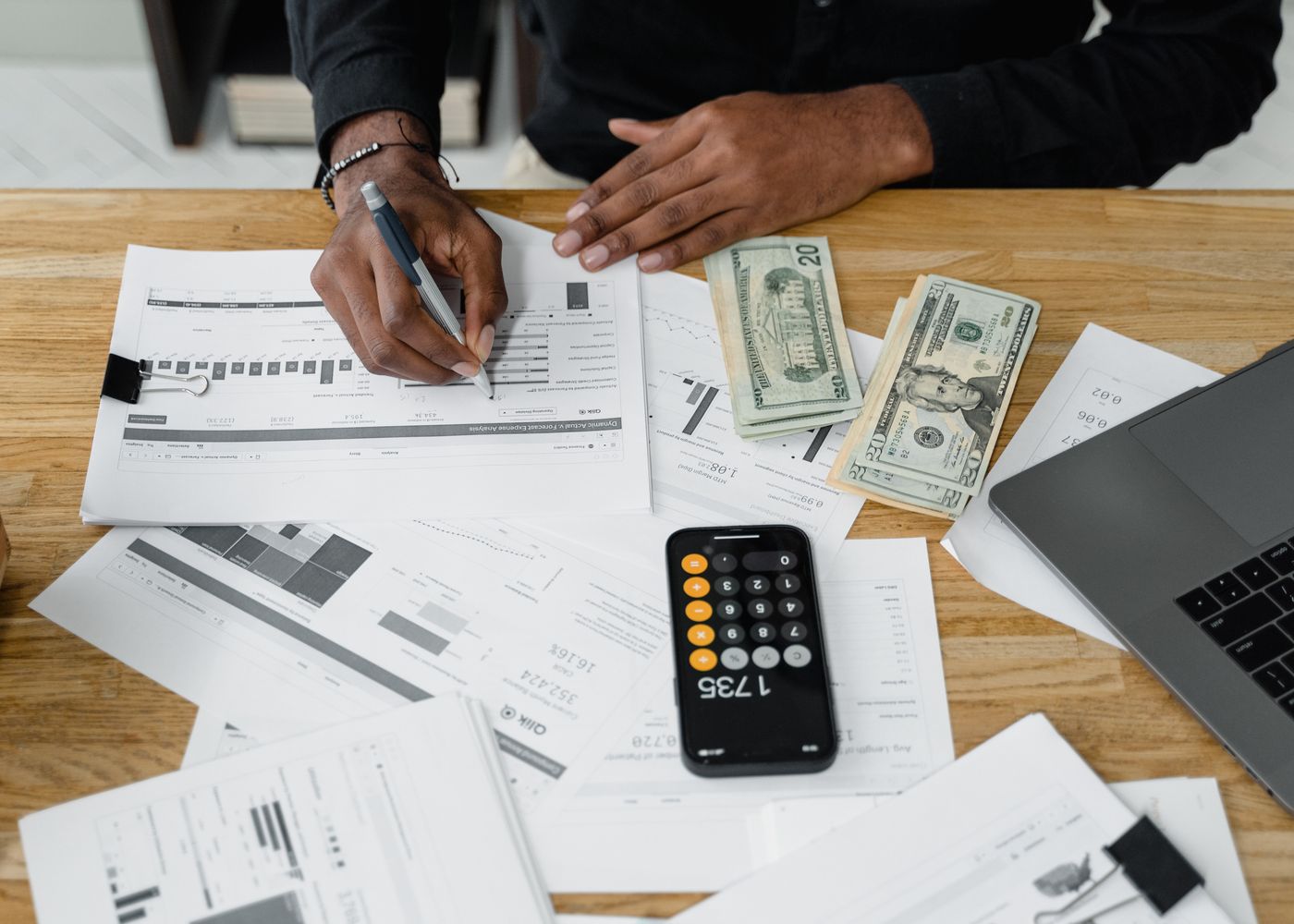 Financial controls and reporting worked through at a desk